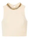 Sandro Womens Sleeveless Cropped Linen-blend Top Naturels In Neutrals