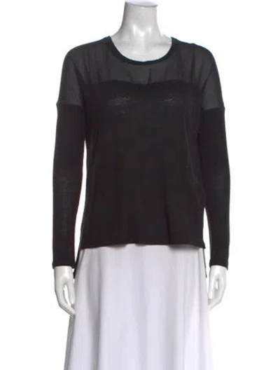 Pre-owned Sandro Linen Crew Neck Top In Black