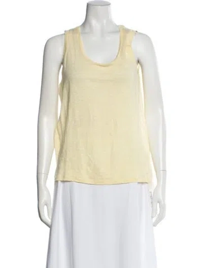 Pre-owned Sandro Linen Crew Neck Top In Yellow