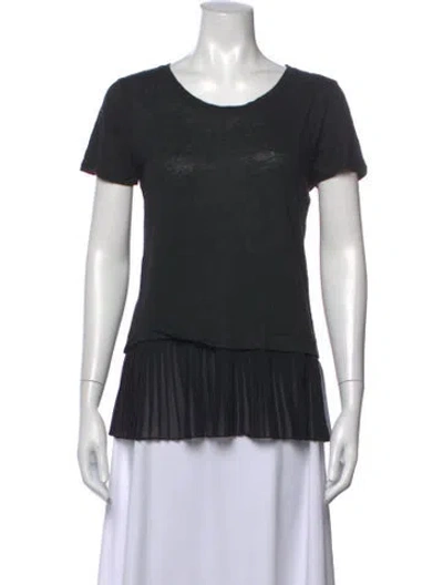 Pre-owned Sandro Linen Crew Neck T-shirt In Black