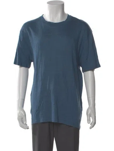 Pre-owned Sandro Linen Crew Neck T-shirt In Blue