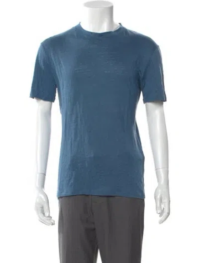 Pre-owned Sandro Linen Crew Neck T-shirt In Blue