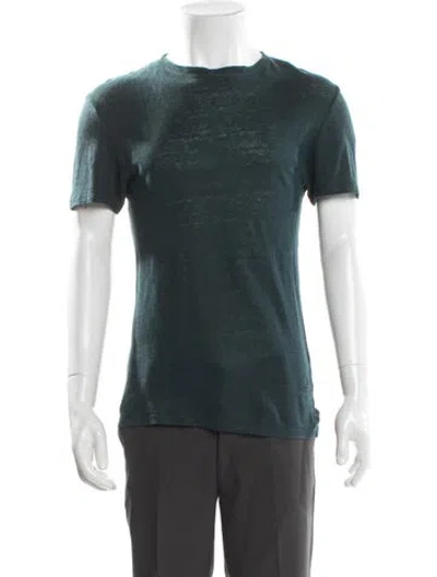 Pre-owned Sandro Linen Crew Neck T-shirt In Blue
