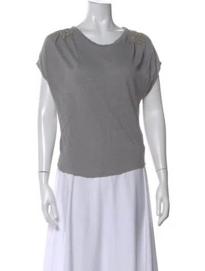 Pre-owned Sandro Linen Crew Neck T-shirt In Gray