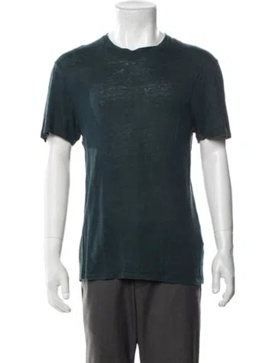 Pre-owned Sandro Linen Crew Neck T-shirt In Green