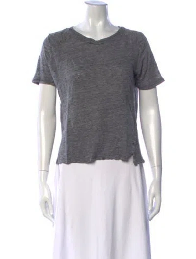 Pre-owned Sandro Linen Crew Neck T-shirt In Grey