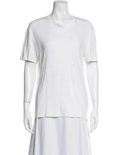 Pre-owned Sandro Linen Crew Neck T-shirt In Neutrals