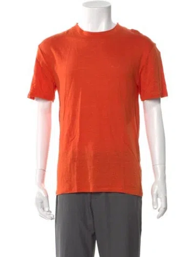 Pre-owned Sandro Linen Crew Neck T-shirt In Orange