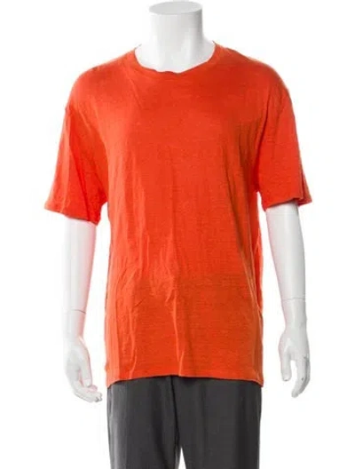 Pre-owned Sandro Linen Crew Neck T-shirt In Orange