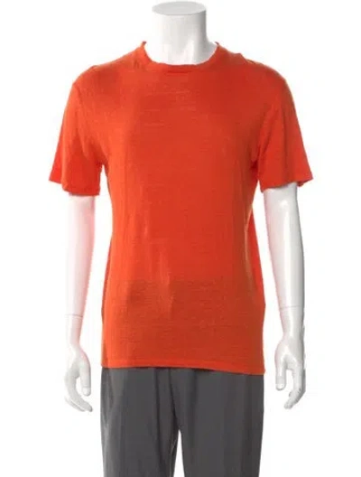 Pre-owned Sandro Linen Crew Neck T-shirt In Orange