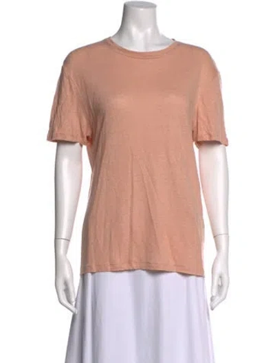 Pre-owned Sandro Linen Crew Neck T-shirt In Pink