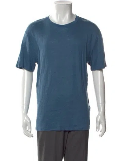 Pre-owned Sandro Linen Crew Neck T-shirt W/ Tags In Blue