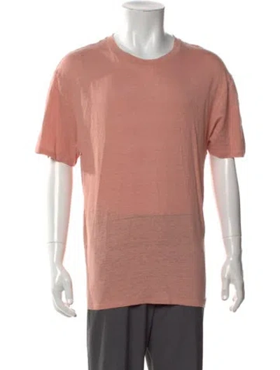 Pre-owned Sandro Linen Crew Neck T-shirt W/ Tags In Pink