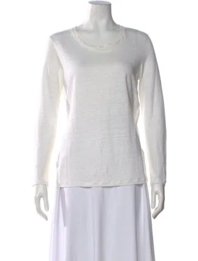 Pre-owned Sandro Linen Crew Neck T-shirt In White