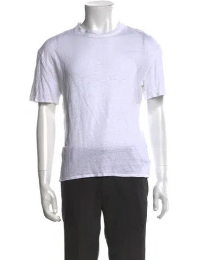 Pre-owned Sandro Linen Crew Neck T-shirt In White