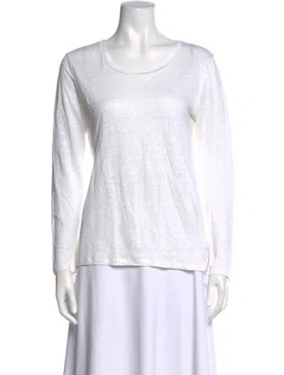 Pre-owned Sandro Linen Crew Neck T-shirt In White