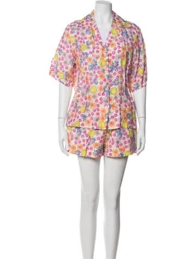 Pre-owned Sandro Linen Floral Print Set In Pink