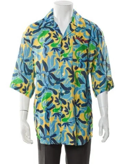 Pre-owned Sandro Linen Floral Print Shirt In Blue
