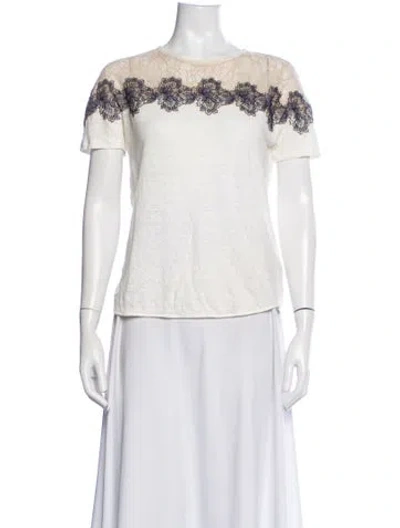 Pre-owned Sandro Linen Floral Print T-shirt In Neutrals