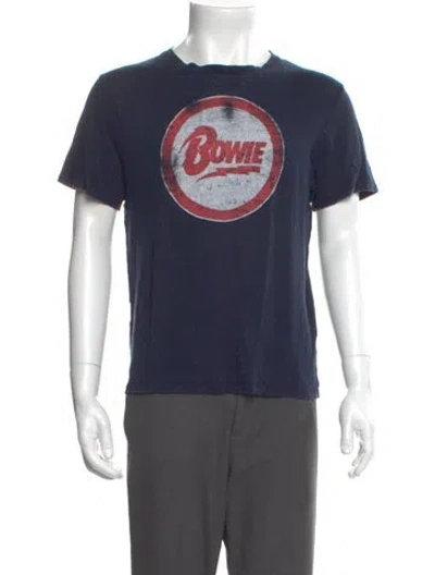 Pre-owned Sandro Linen Graphic Print T-shirt In Blue