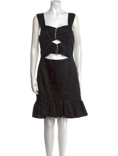 Pre-owned Sandro Linen Knee-length Dress W/ Tags In Black