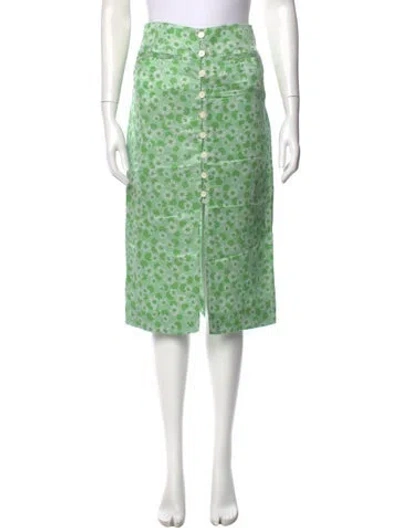 Pre-owned Sandro Linen Knee-length Skirt W/ Tags In Green