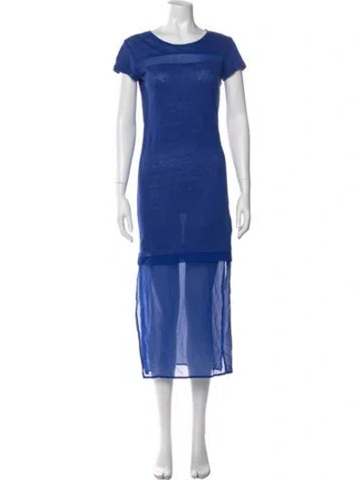 Pre-owned Sandro Linen Long Dress In Blue