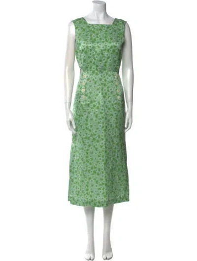 Pre-owned Sandro Linen Long Dress In Green