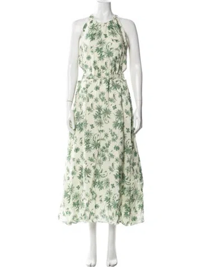 Pre-owned Sandro Linen Long Dress In Green