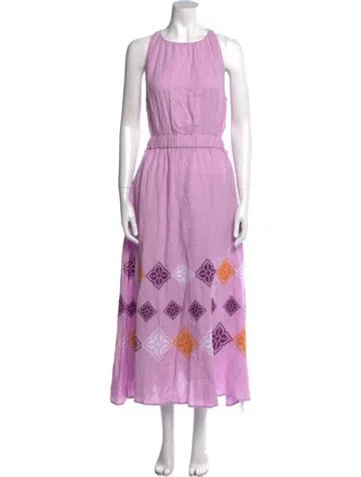 Pre-owned Sandro Linen Long Dress In Purple