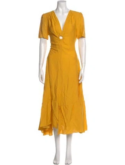 Pre-owned Sandro Linen Long Dress In Yellow