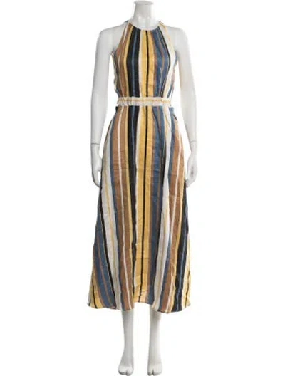Pre-owned Sandro Linen Long Dress In Yellow