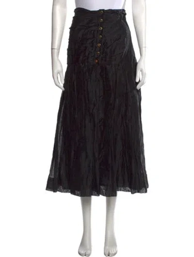 Pre-owned Sandro Linen Long Skirt In Black