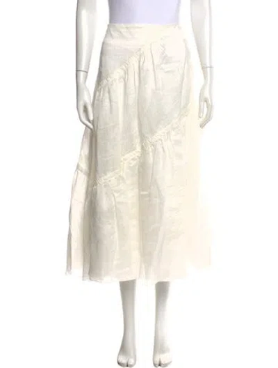 Pre-owned Sandro Linen Long Skirt In Neutral