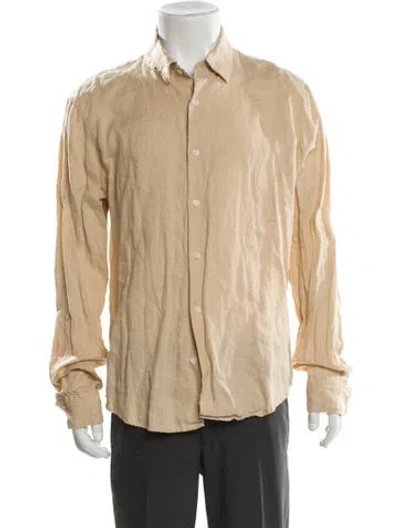 Pre-owned Sandro Linen Long Sleeve Dress Shirt In Neutral