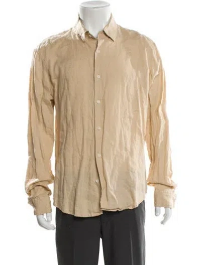 Pre-owned Sandro Linen Long Sleeve Dress Shirt In Neutrals