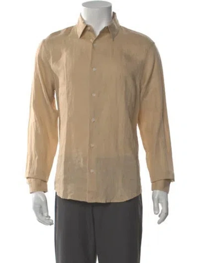 Pre-owned Sandro Linen Long Sleeve Dress Shirt W/ Tags In Neutral