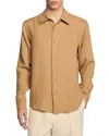 Sandro Linen Long Sleeve Shirt In Brown