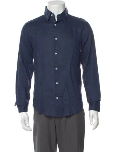 Pre-owned Sandro Linen Long Sleeve Shirt In Blue