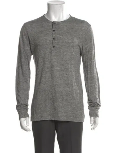 Pre-owned Sandro Linen Long Sleeve Shirt In Gray