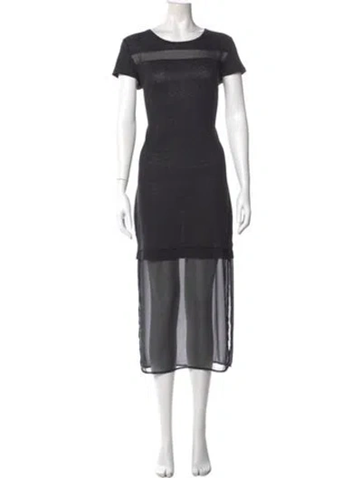 Pre-owned Sandro Linen Midi Length Dress In Black