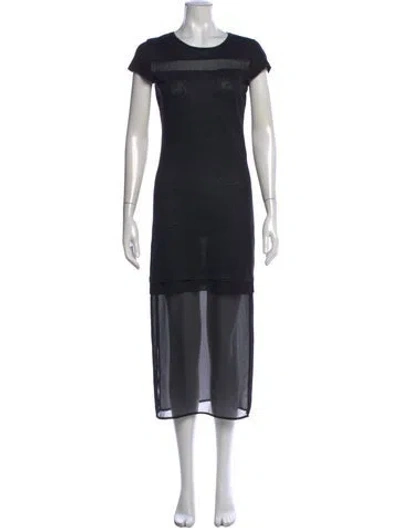 Pre-owned Sandro Linen Midi Length Dress In Black
