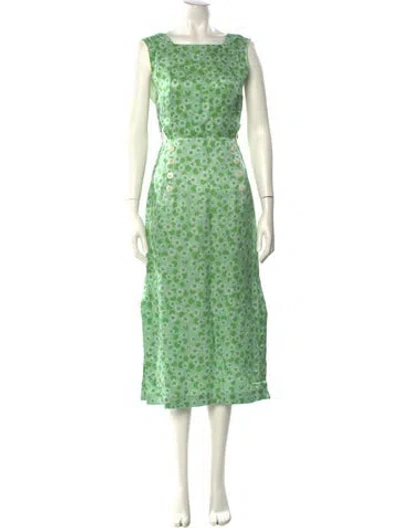 Pre-owned Sandro Linen Midi Length Dress In Green