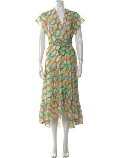 Pre-owned Sandro Linen Midi Length Dress In Green