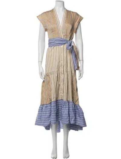 Pre-owned Sandro Linen Midi Length Dress In Neutral