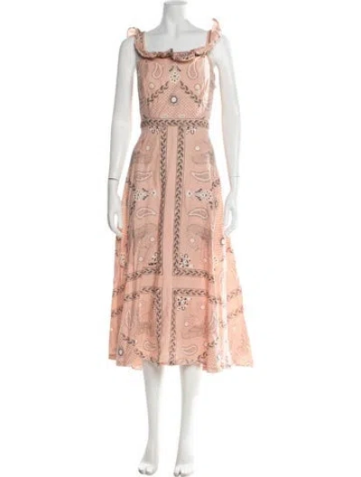 Pre-owned Sandro Linen Midi Length Dress In Pink
