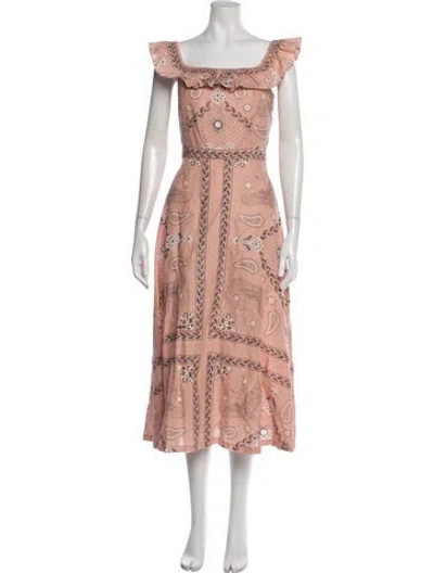 Pre-owned Sandro Linen Midi Length Dress In Pink