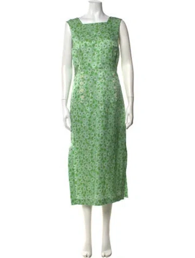 Pre-owned Sandro Linen Midi Length Dress W/ Tags In Green
