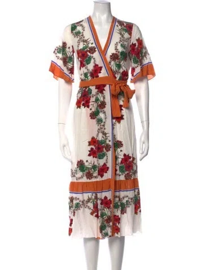 Pre-owned Sandro Linen Midi Length Dress In White