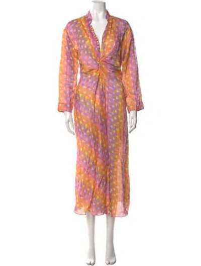 Pre-owned Sandro Linen Midi Length Dress In Yellow